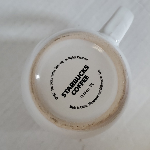 2007 Starbucks Cup Mug Coffee Tea Cocoa Hot 12.4 Fluid Ounces White Ceramic - Picture 8 of 10